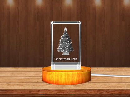 3D Crystal Christmas Tree Keepsake Night Lamp with LED Base