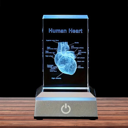 3D Engraved Heart Crystal with Colorful LED Night Light - 3DGiftly