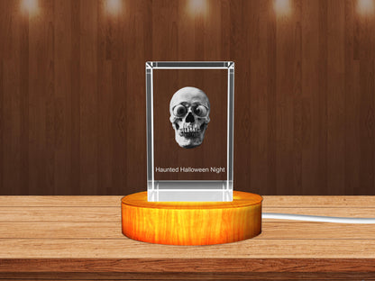 3D Crystal Halloween Skull Keepsake Night Lamp with LED Base