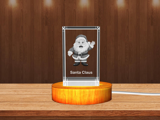 3D Crystal Christmas Santa Keepsake Night Lamp with LED Base