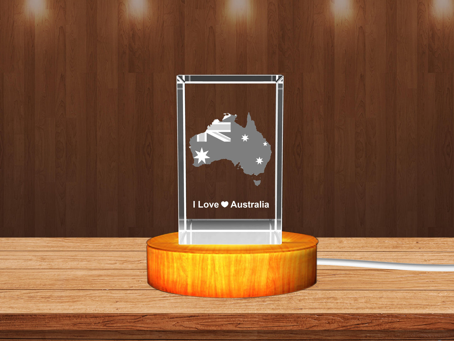 Australia 3D Engraved Crystal Keepsake – Custom 3D Crystal Memorial & Souvenir - 3DGiftly