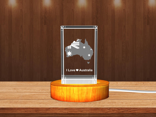 Australia 3D Engraved Crystal Keepsake – Custom 3D Crystal Memorial & Souvenir - 3DGiftly