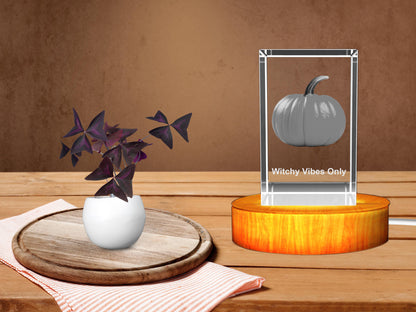 3D Crystal Halloween Pumpkin Keepsake Night Lamp with LED Base