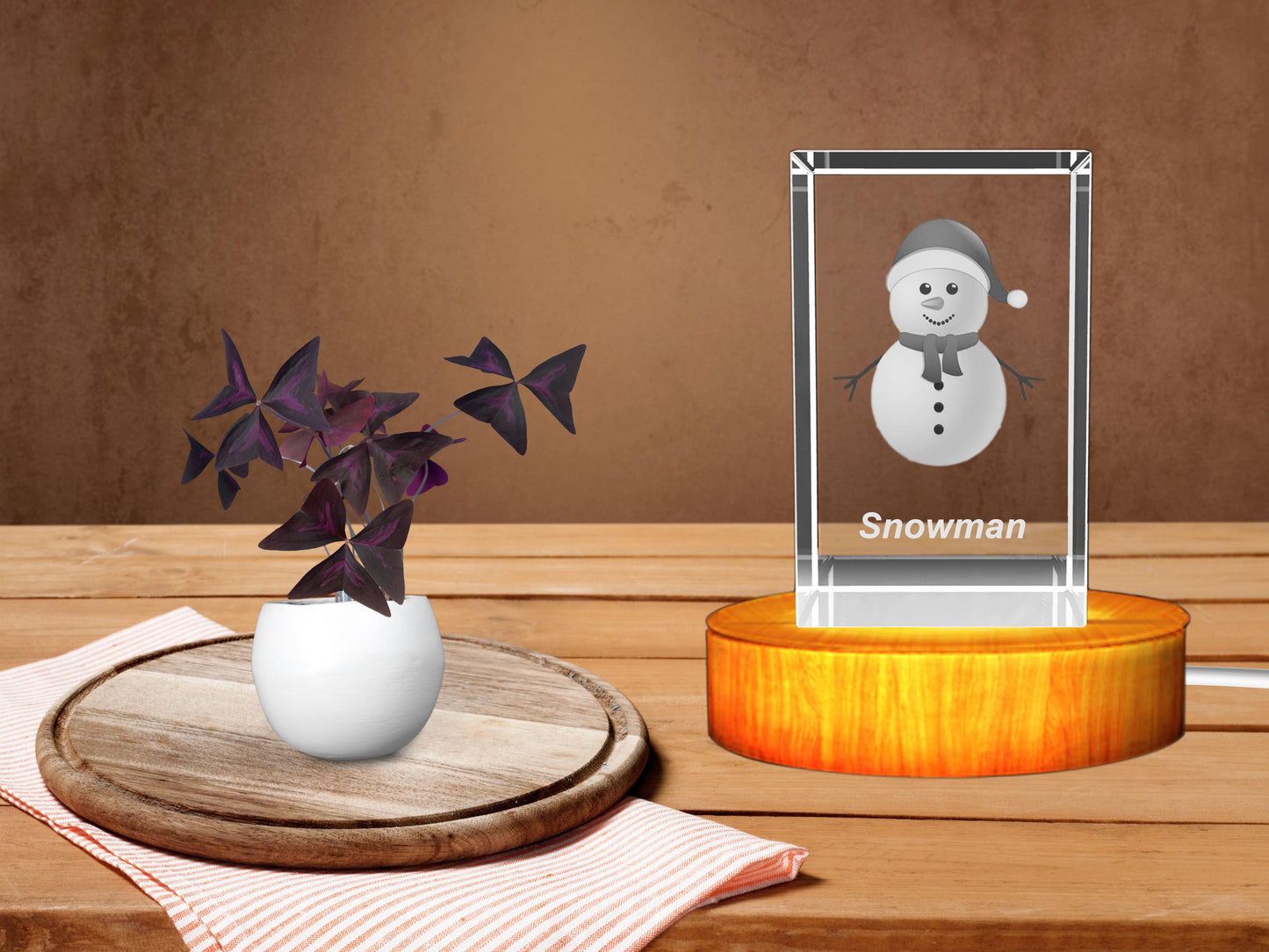 3D Crystal Christmas Snowman Keepsake