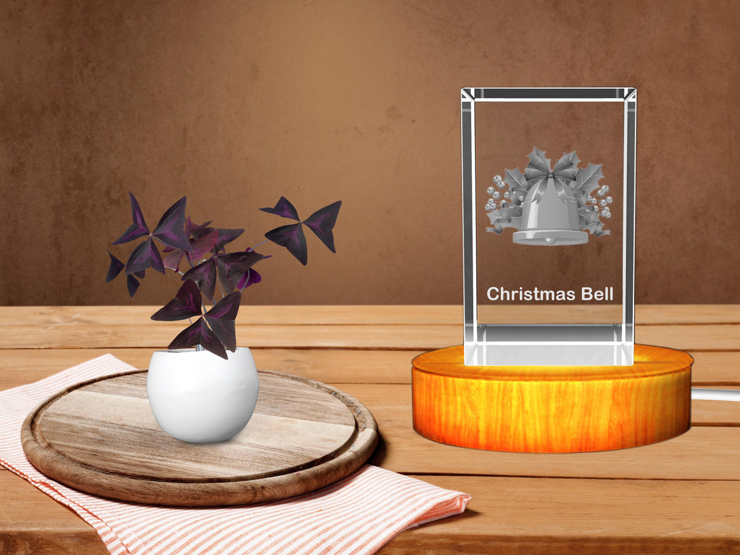 3D Crystal Christmas Ball  Keepsake Night Lamp with LED Base