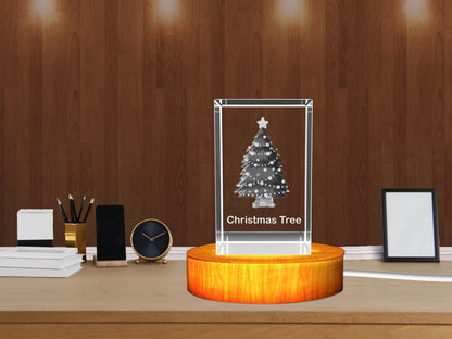 3D Crystal Christmas Tree Keepsake Night Lamp with LED Base