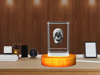 3D Crystal Halloween Skull Keepsake Night Lamp with LED Base