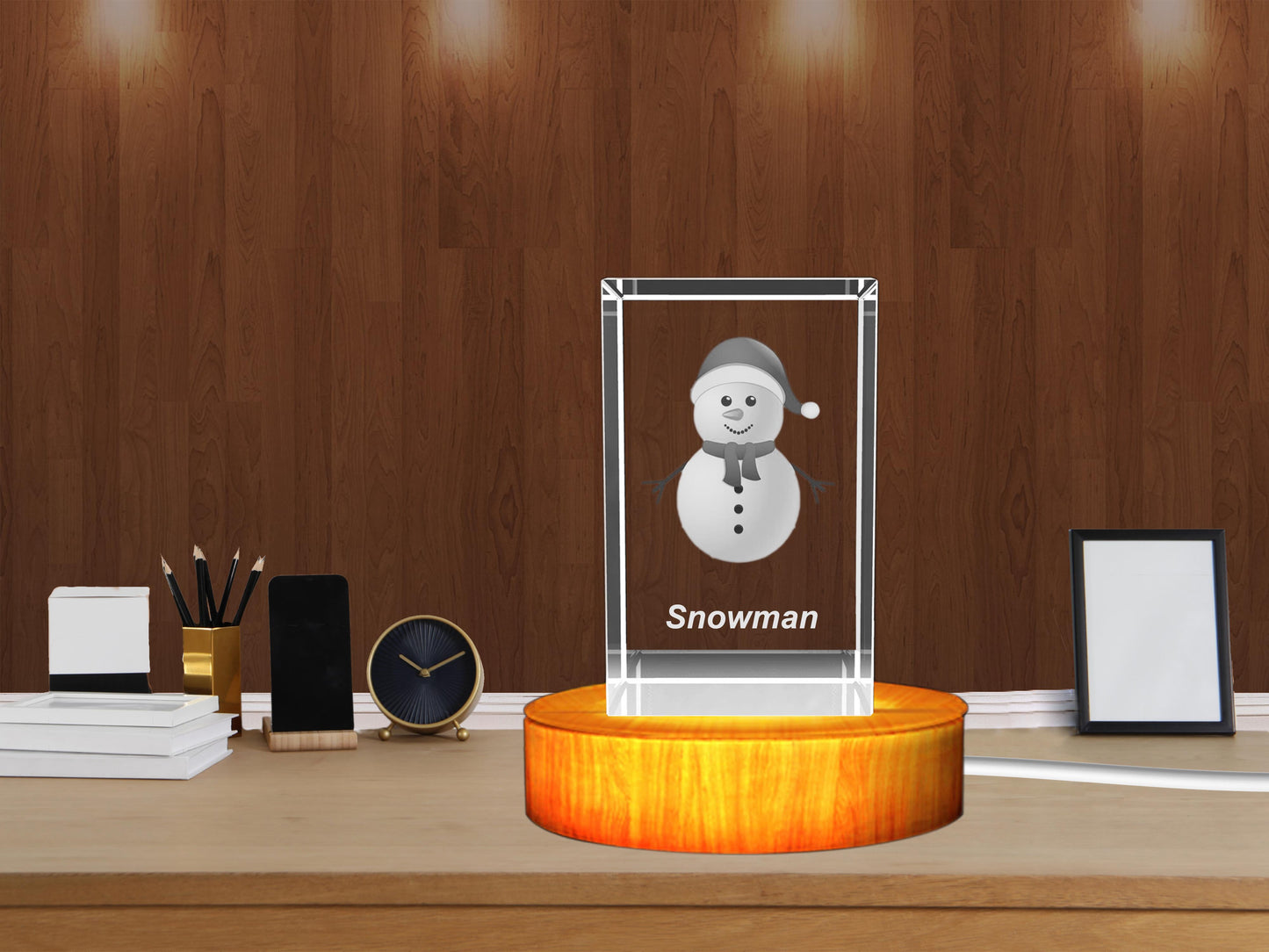 3D Crystal Christmas Snowman Keepsake