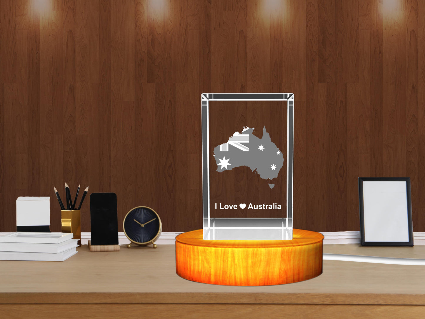 Australia 3D Engraved Crystal Keepsake – Custom 3D Crystal Memorial & Souvenir - 3DGiftly