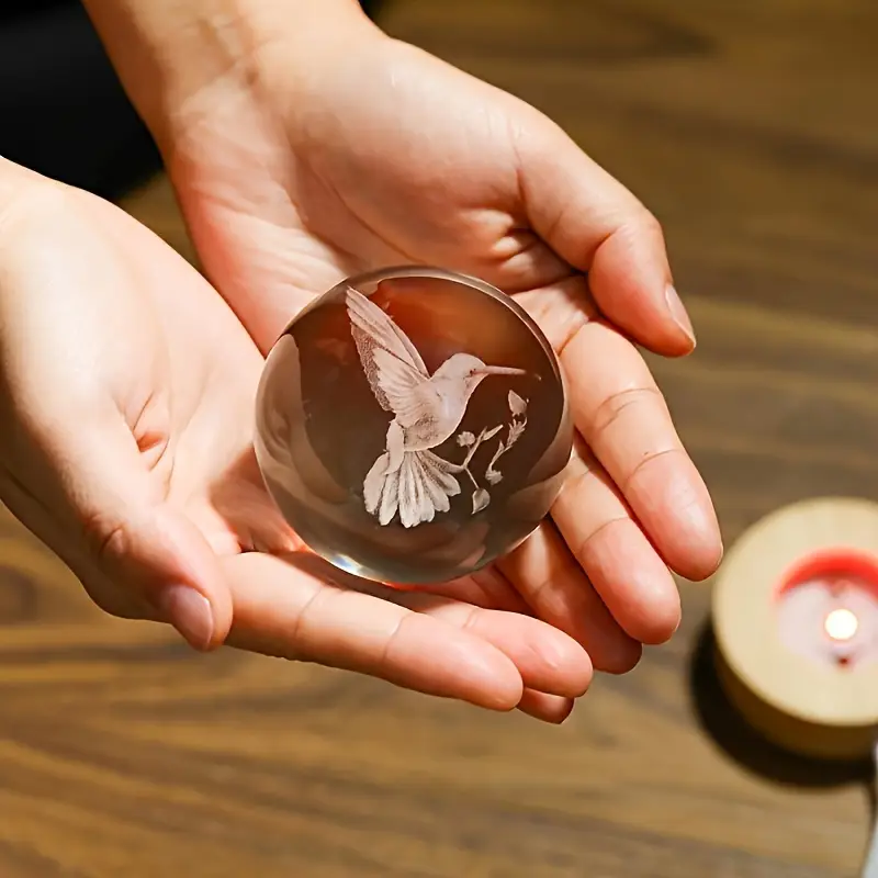 Charming Hummingbird Crystal Ball Night Light – Warm Glow, USB Powered - 3DGiftly