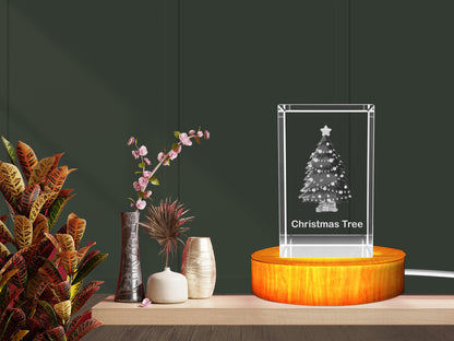 3D Crystal Christmas Tree Keepsake Night Lamp with LED Base