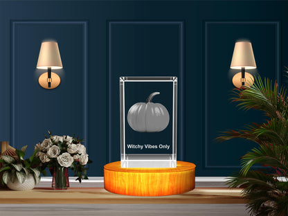 3D Crystal Halloween Pumpkin Keepsake Night Lamp with LED Base