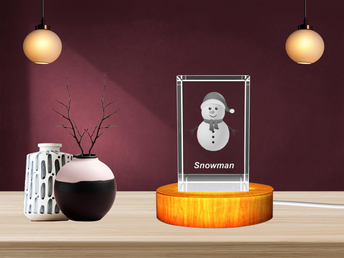 3D Crystal Christmas Snowman Keepsake