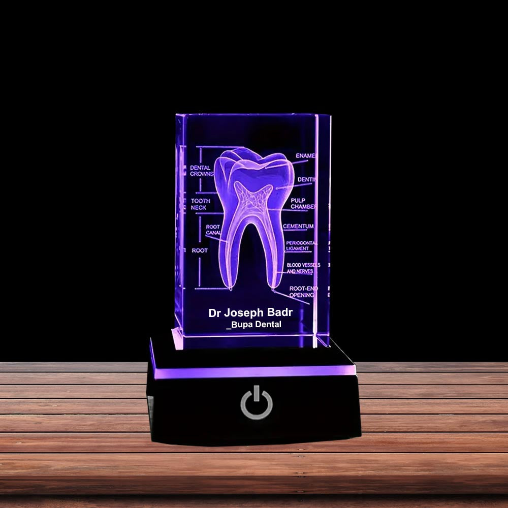 3D Human Teeth Crystal LED Night Light - 3DGiftly