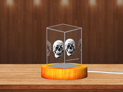 3D Crystal Halloween Skull Keepsake Night Lamp with LED Base