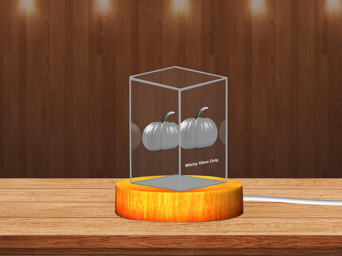 3D Crystal Halloween Pumpkin Keepsake Night Lamp with LED Base