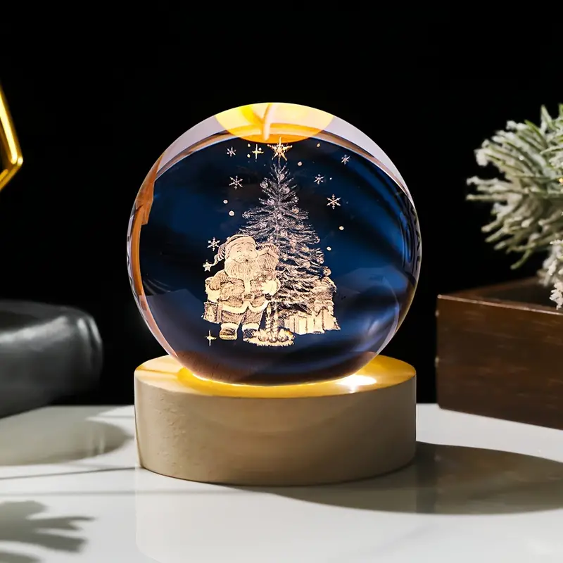 3D Engraved Crystal Christmas Ball - 3DGiftly